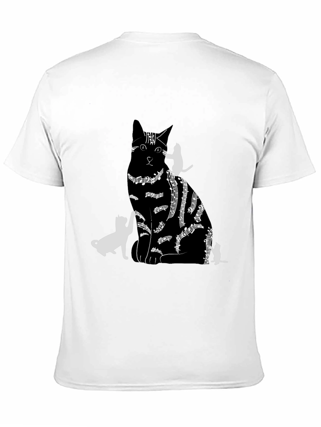 Cat Silhouette Graphic Tee - Black