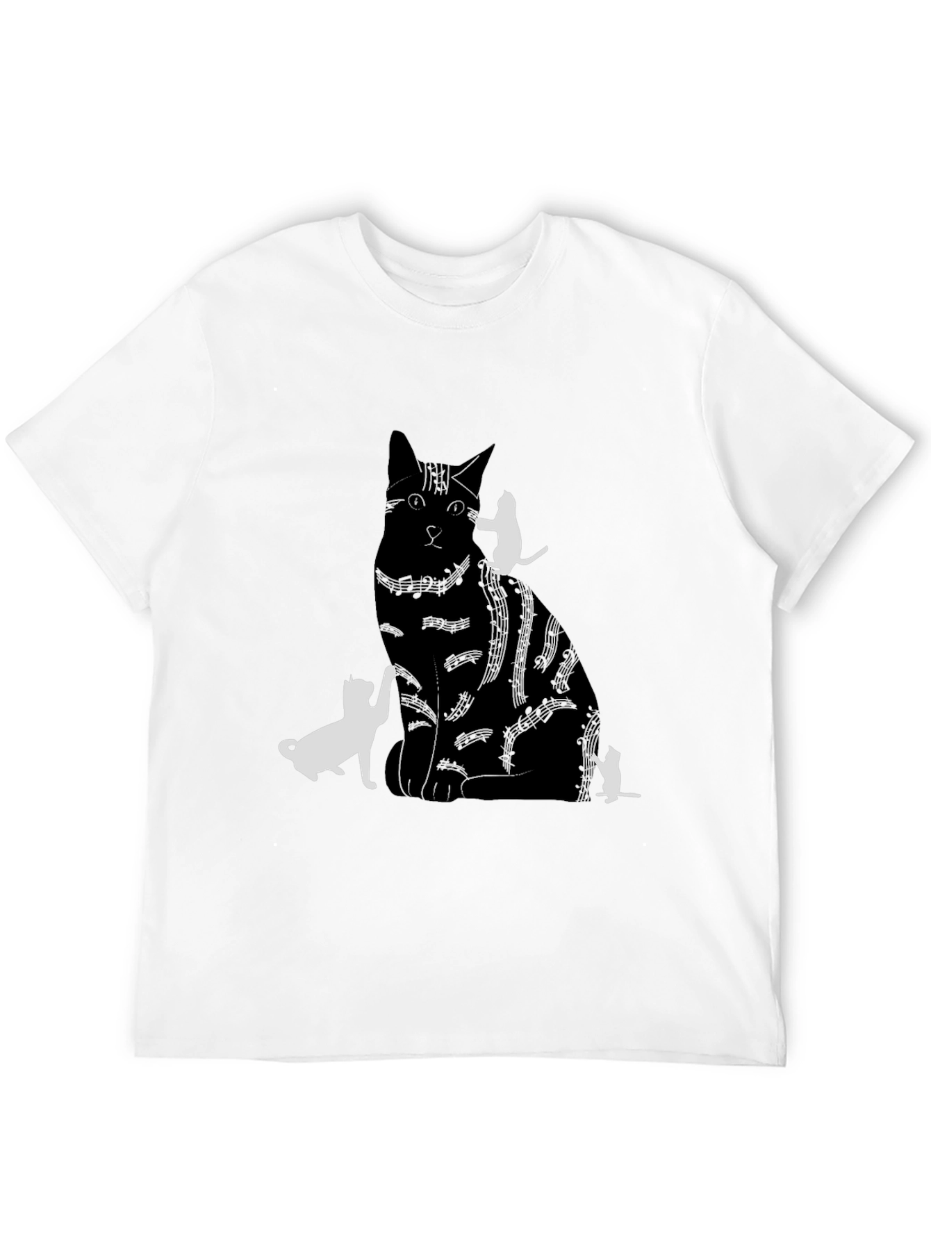 Cat Silhouette Graphic Tee - Black