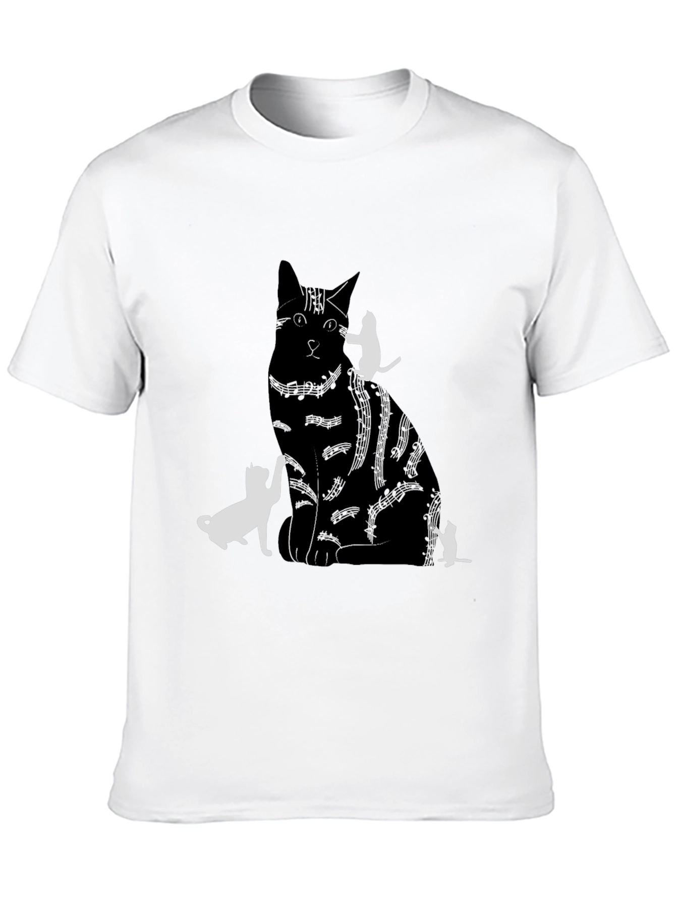 Cat Silhouette Graphic Tee - Black
