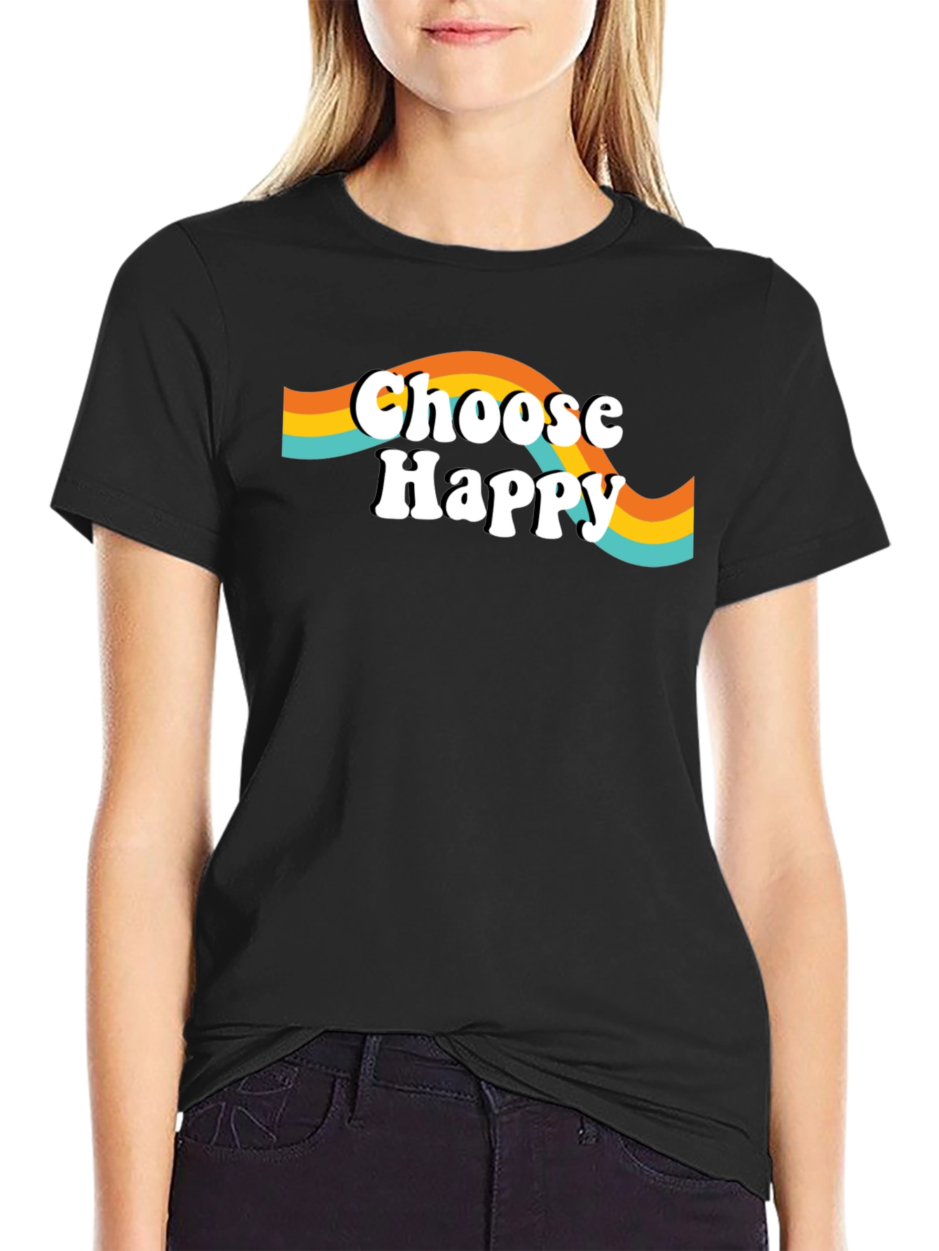 Choose Happy Graphic Tee - Retro Style