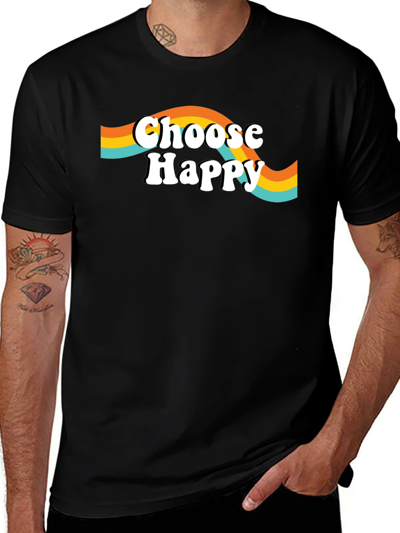 Choose Happy Graphic Tee - Retro Style