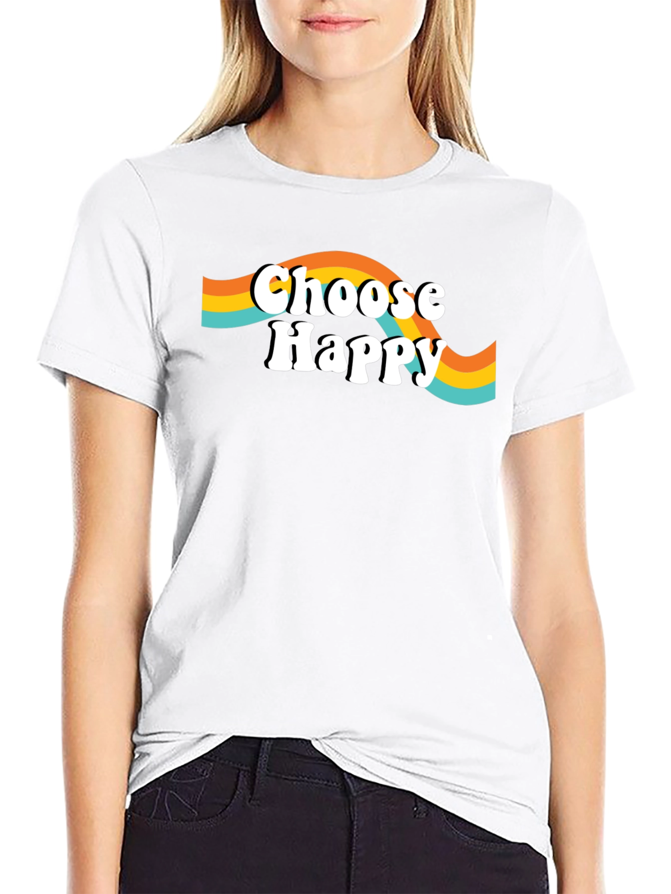 Choose Happy Graphic Tee - Retro Style