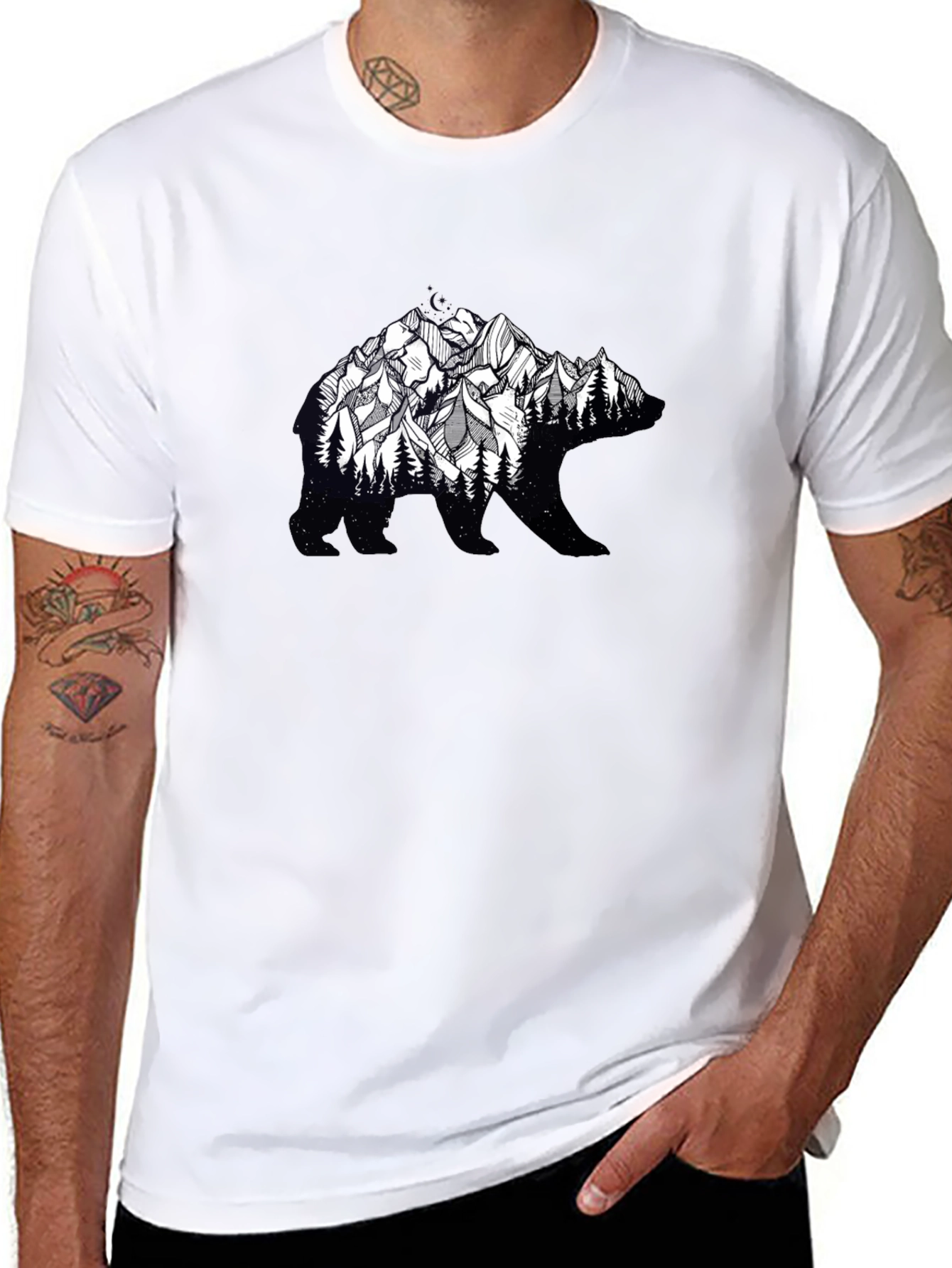 Bear Silhouette Mountain Graphic Tee - Nature Inspired