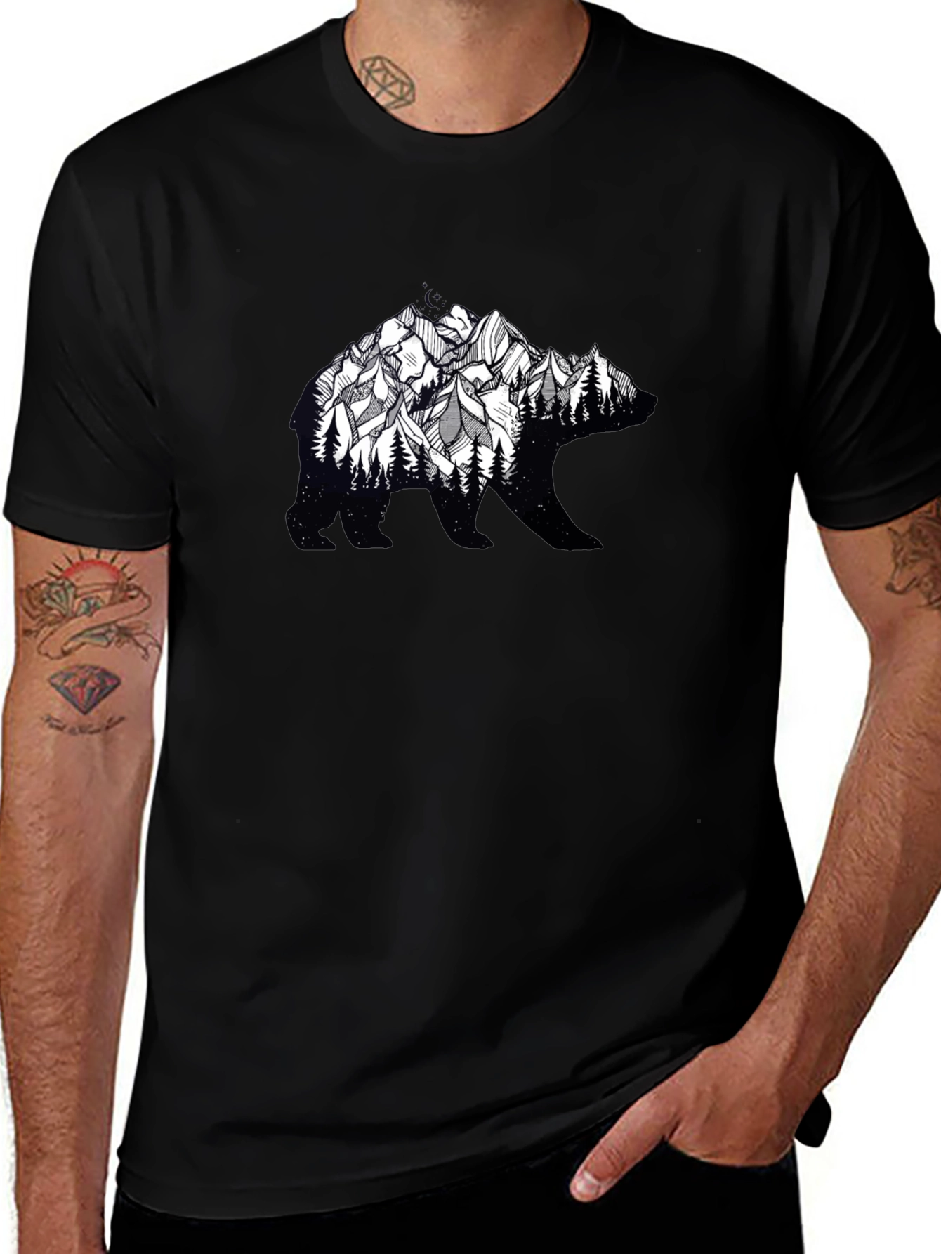 Bear Silhouette Mountain Graphic Tee - Nature Inspired