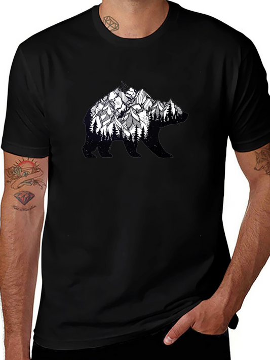 Bear Silhouette Mountain Graphic Tee - Nature Inspired