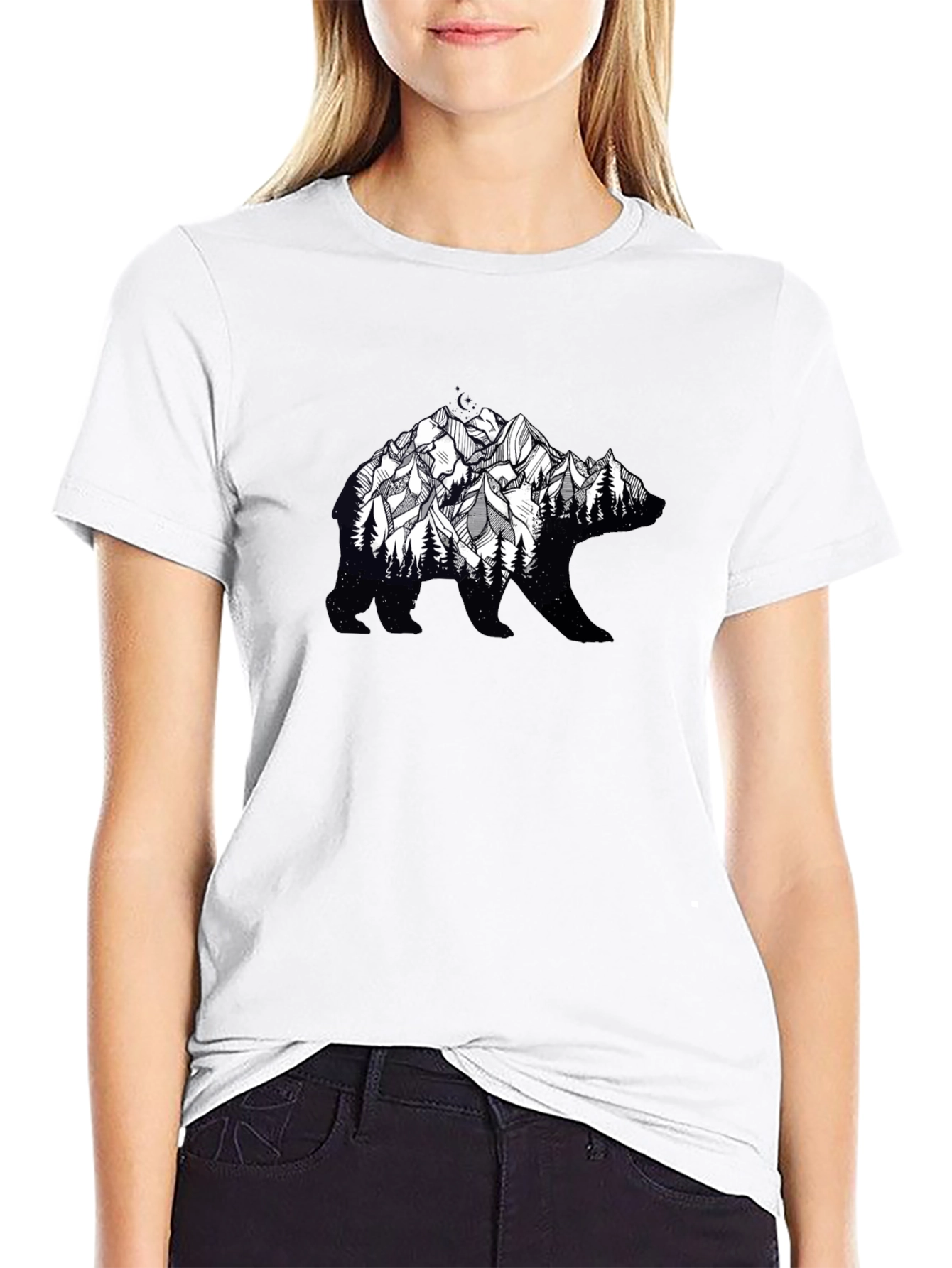 Bear Silhouette Mountain Graphic Tee - Nature Inspired