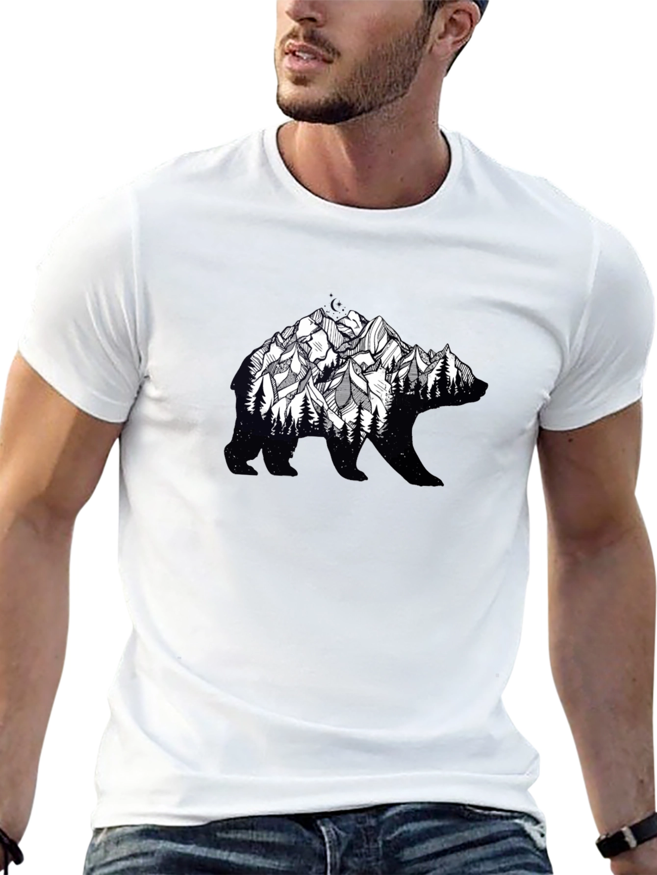 Bear Silhouette Mountain Graphic Tee - Nature Inspired