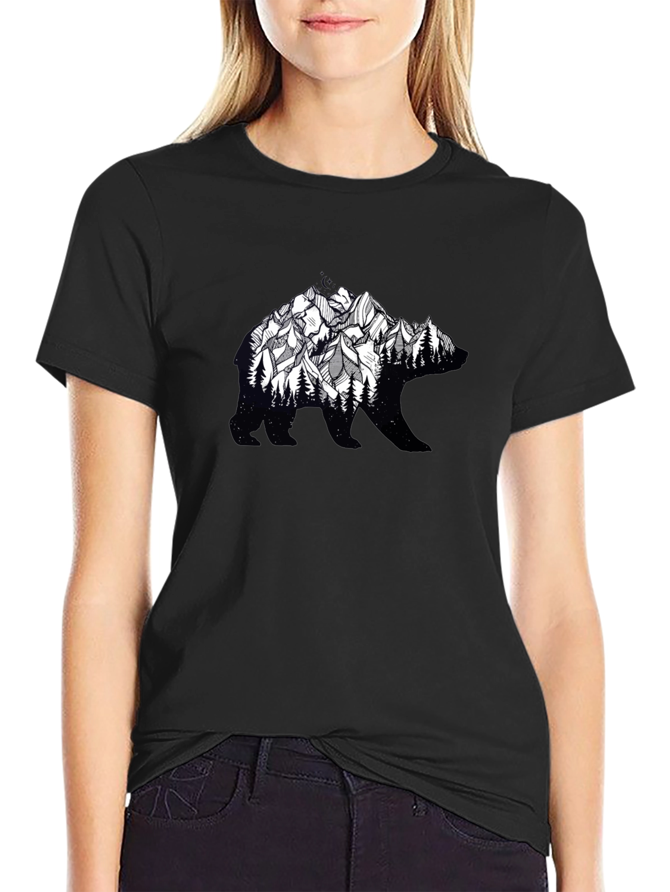 Bear Silhouette Mountain Graphic Tee - Nature Inspired