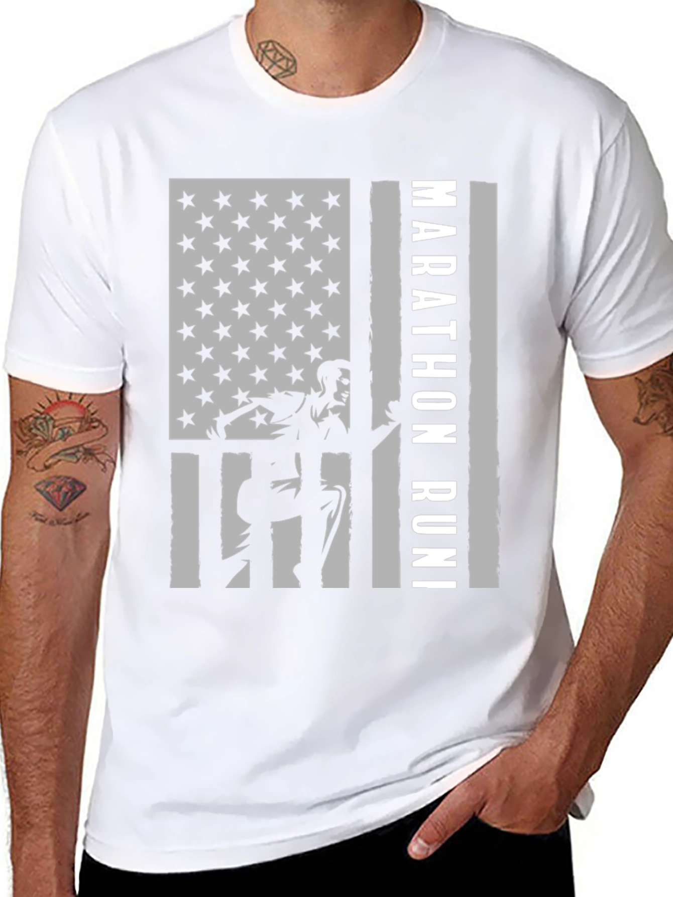 Marathon Runner US Flag Graphic Tee