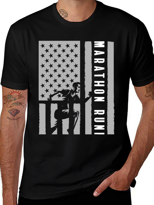 Marathon Runner US Flag Graphic Tee