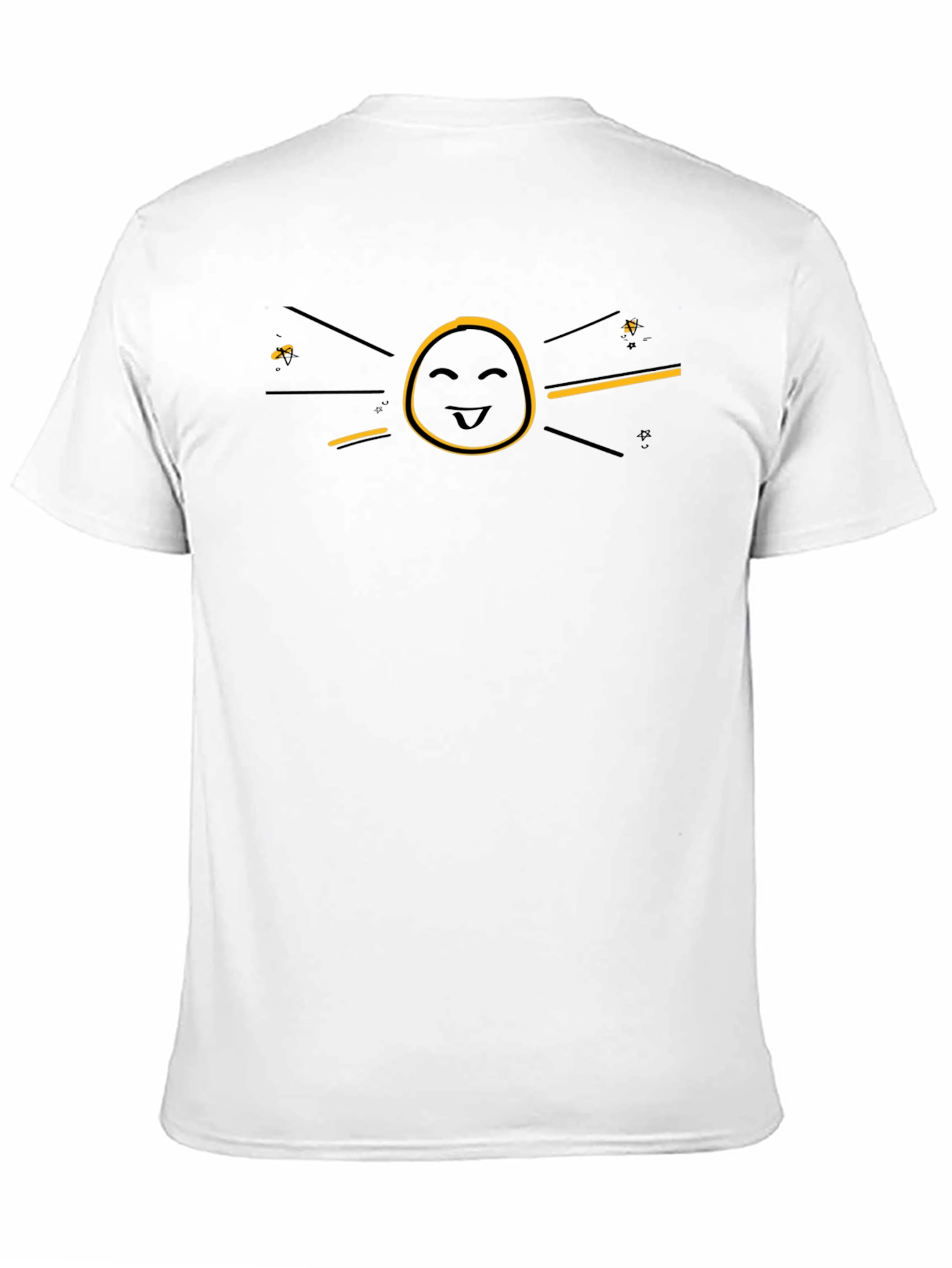 Funny Graphic Black T-Shirt - Smiley Face Sun Design