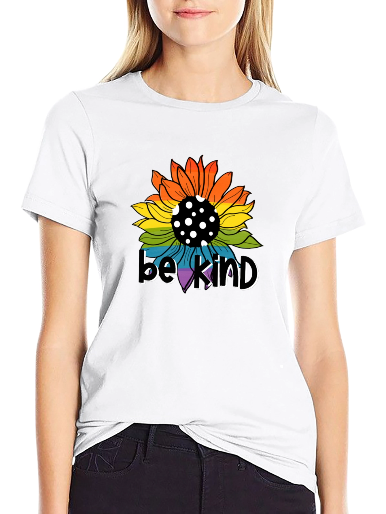 Be Kind Sunflower Graphic Tee - Black