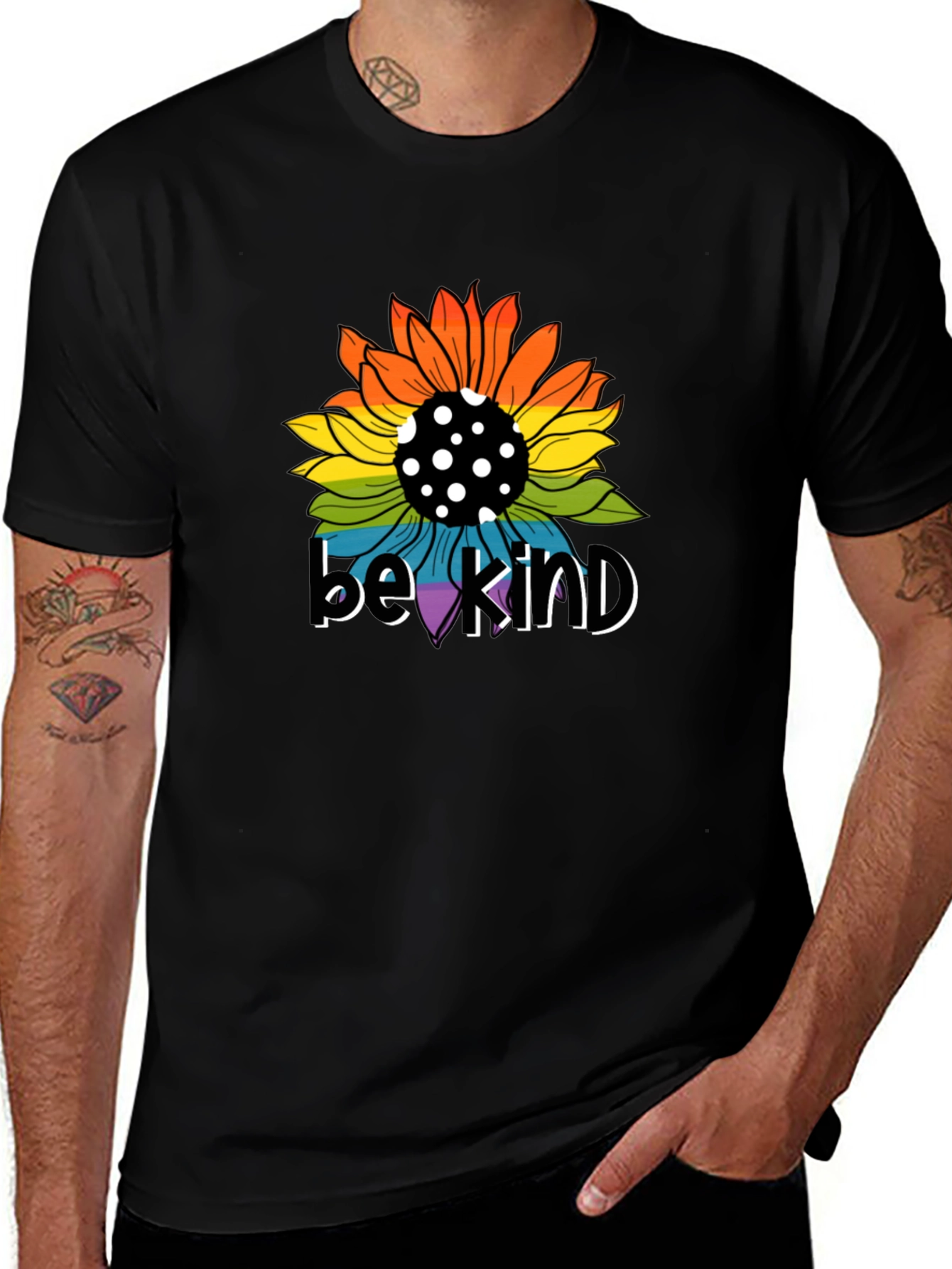 Be Kind Sunflower Graphic Tee - Black