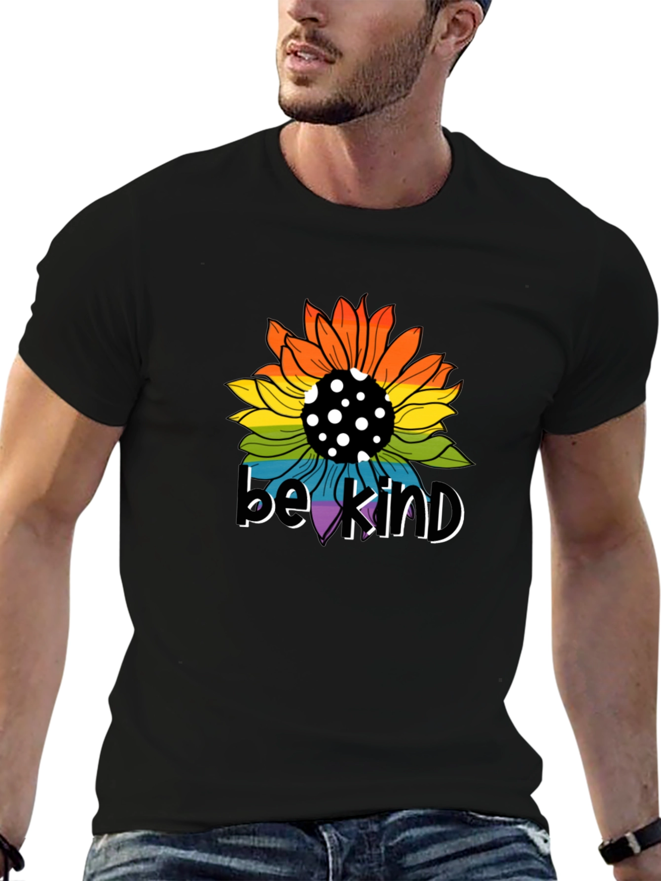Be Kind Sunflower Graphic Tee - Black