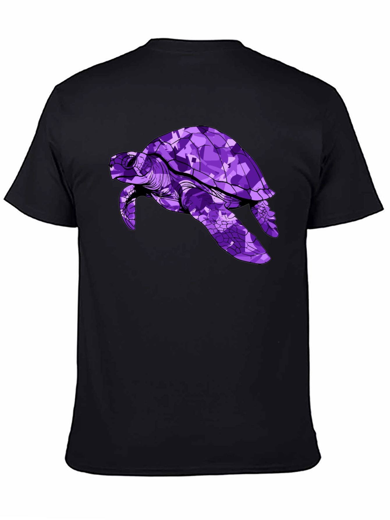 Purple Turtle Graphic Tee - Stylish Mens Black T-Shirt