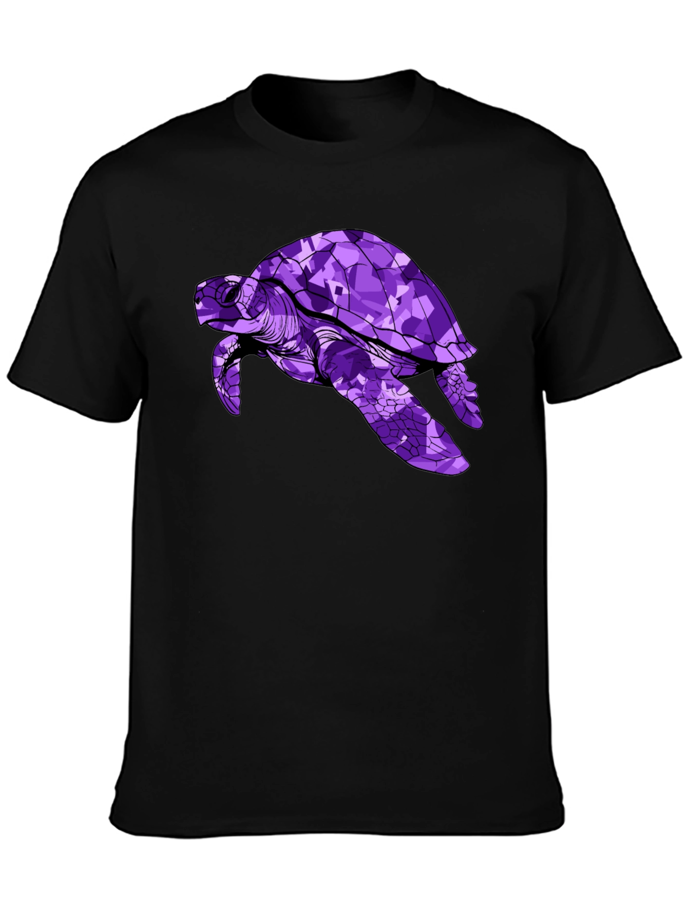 Purple Turtle Graphic Tee - Stylish Mens Black T-Shirt