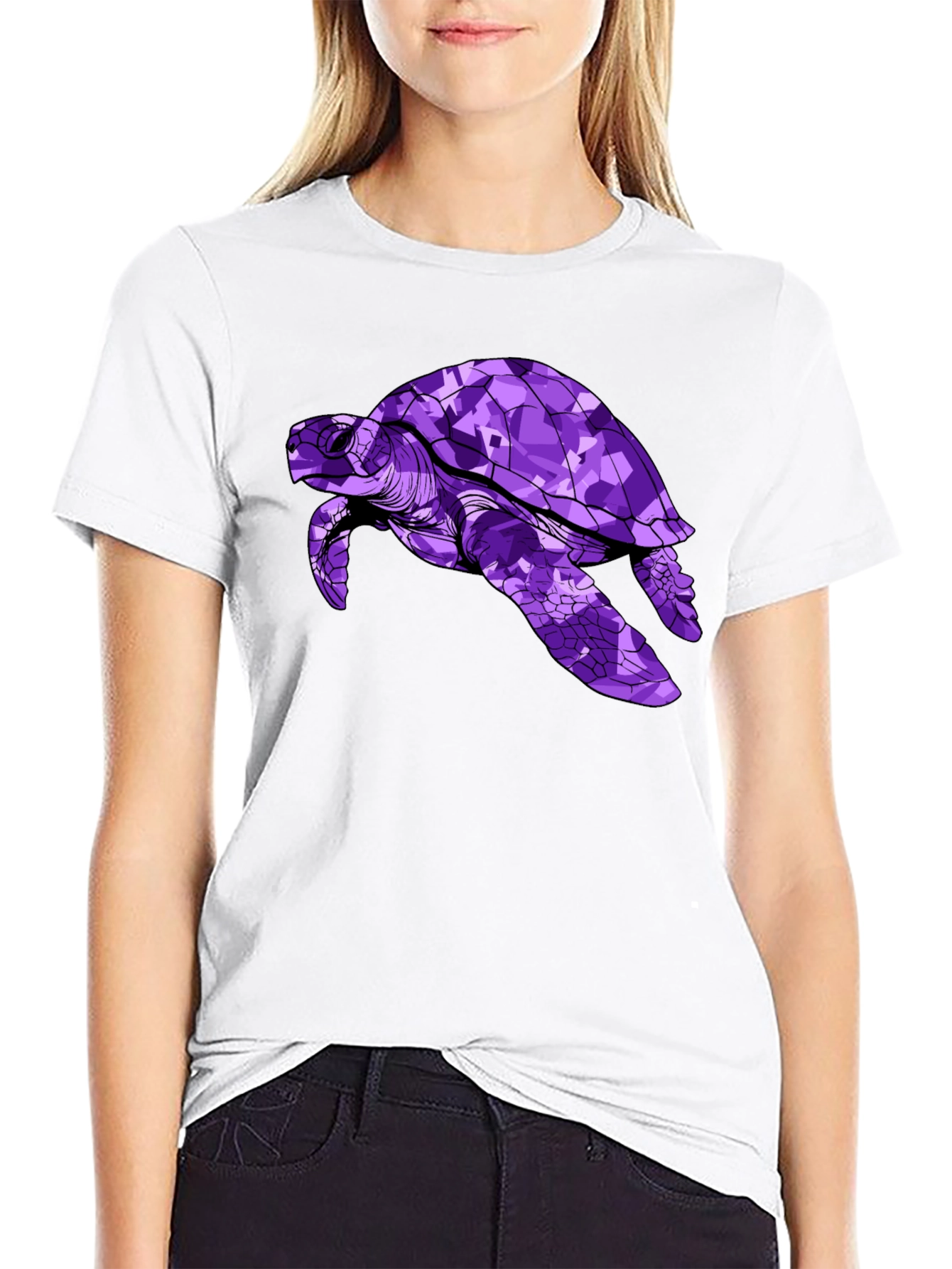 Purple Turtle Graphic Tee - Stylish Mens Black T-Shirt