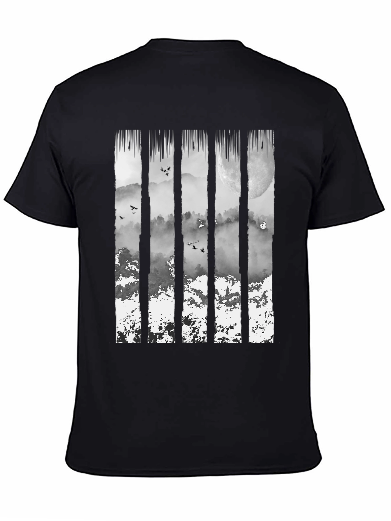 Nature Mountain Graphic Print Black T-Shirt