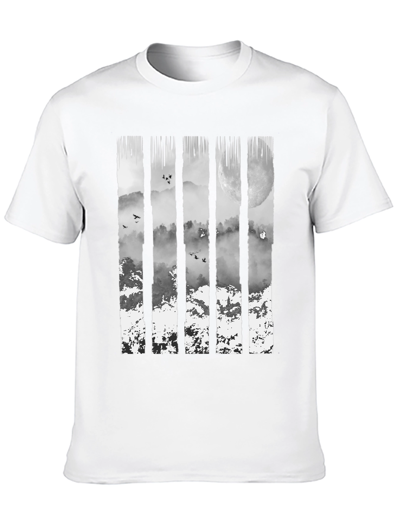 Nature Mountain Graphic Print Black T-Shirt