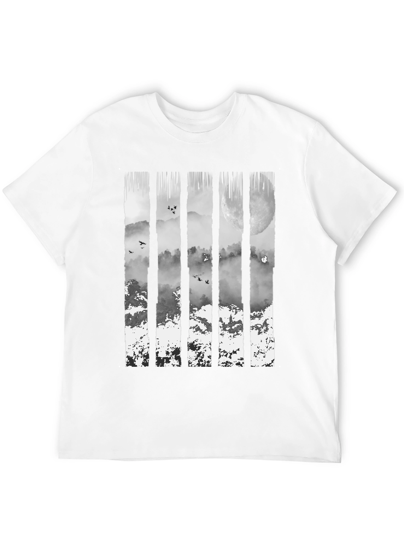 Nature Mountain Graphic Print Black T-Shirt
