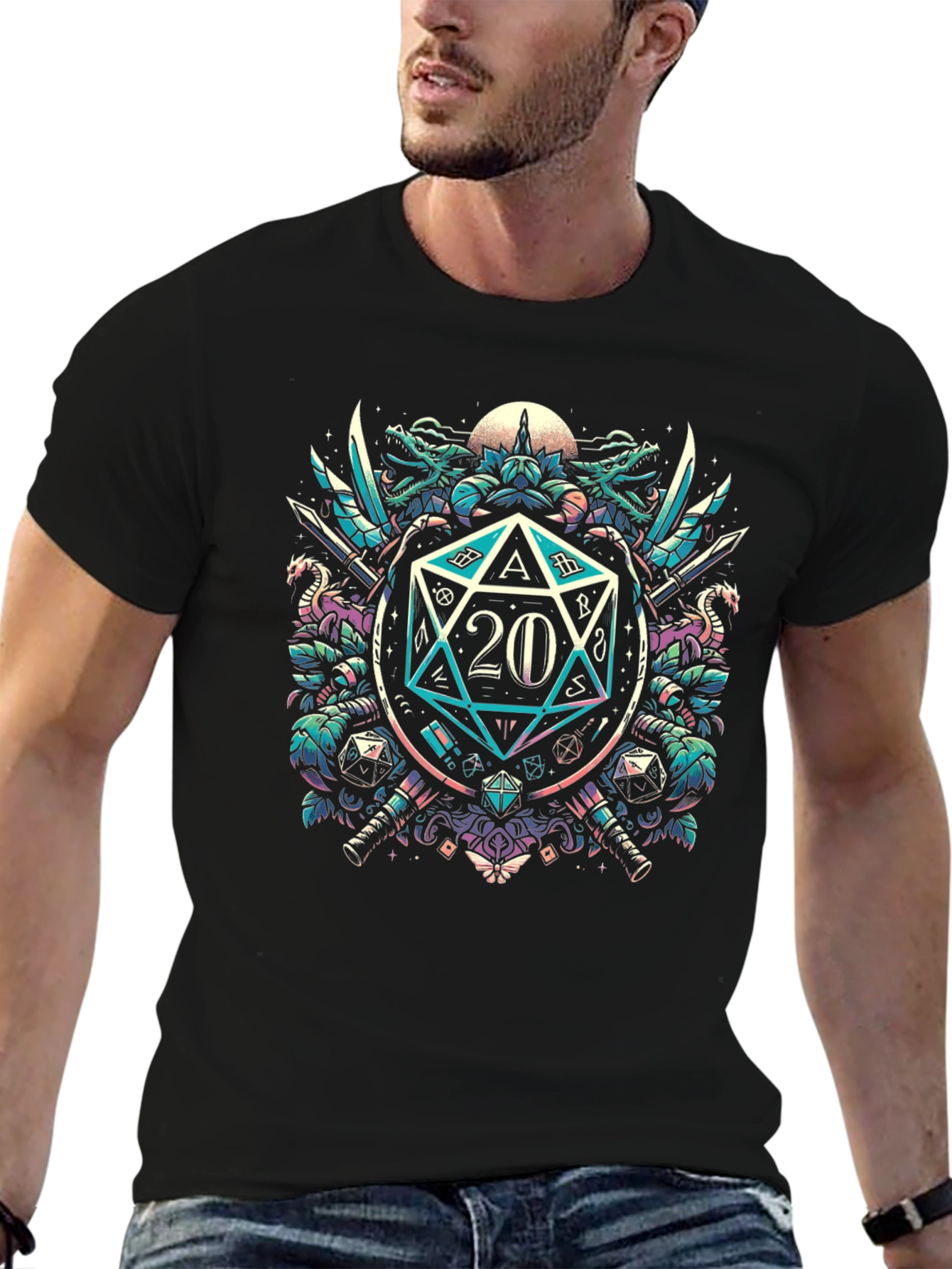 D&D 20-Sided Dice Graphic Tee - Gamer Style