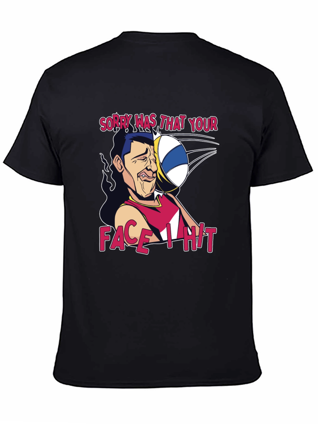 Funny Volleyball Face Hit Graphic T-Shirt