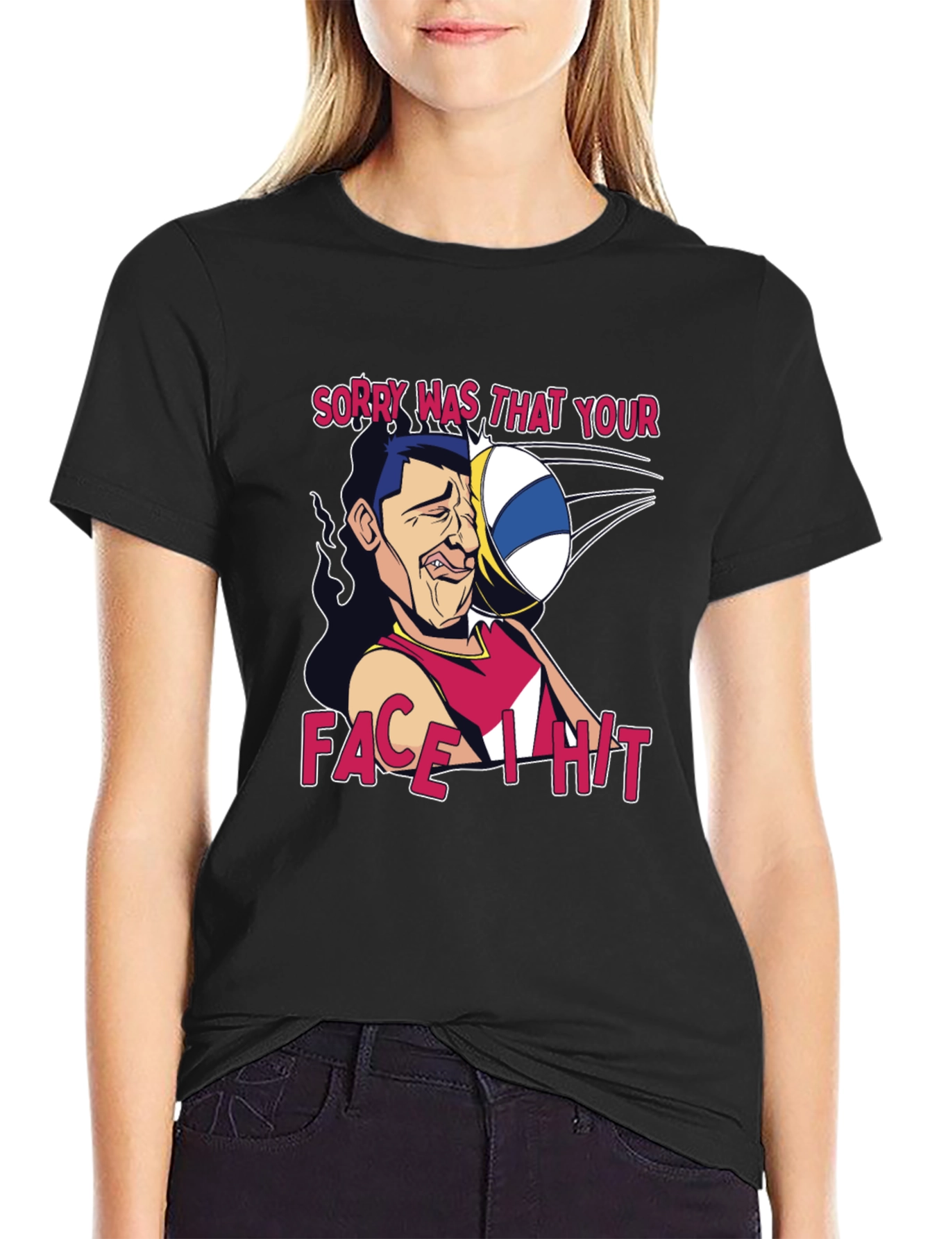 Funny Volleyball Face Hit Graphic T-Shirt