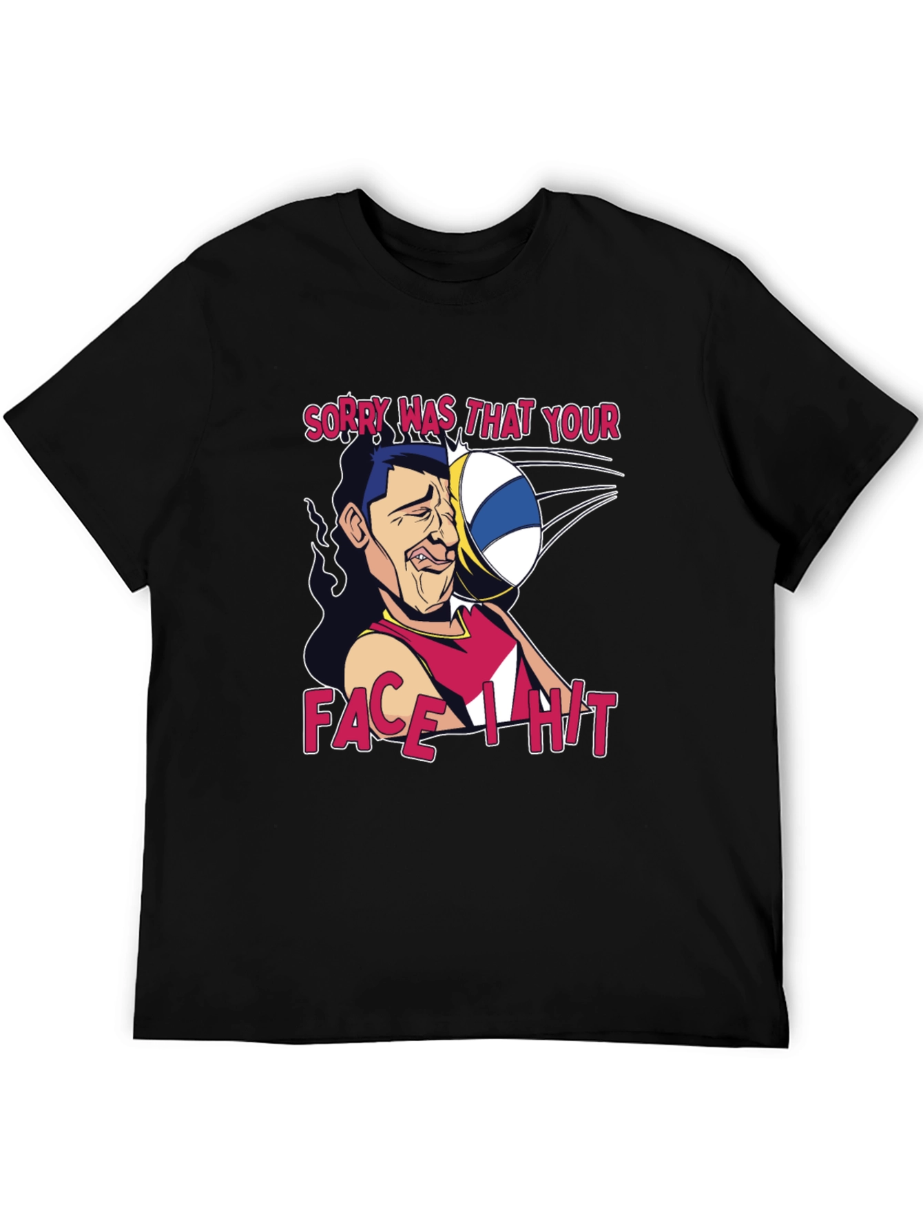 Funny Volleyball Face Hit Graphic T-Shirt
