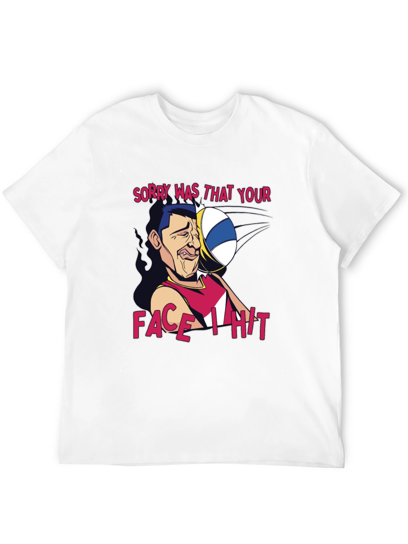 Funny Volleyball Face Hit Graphic T-Shirt