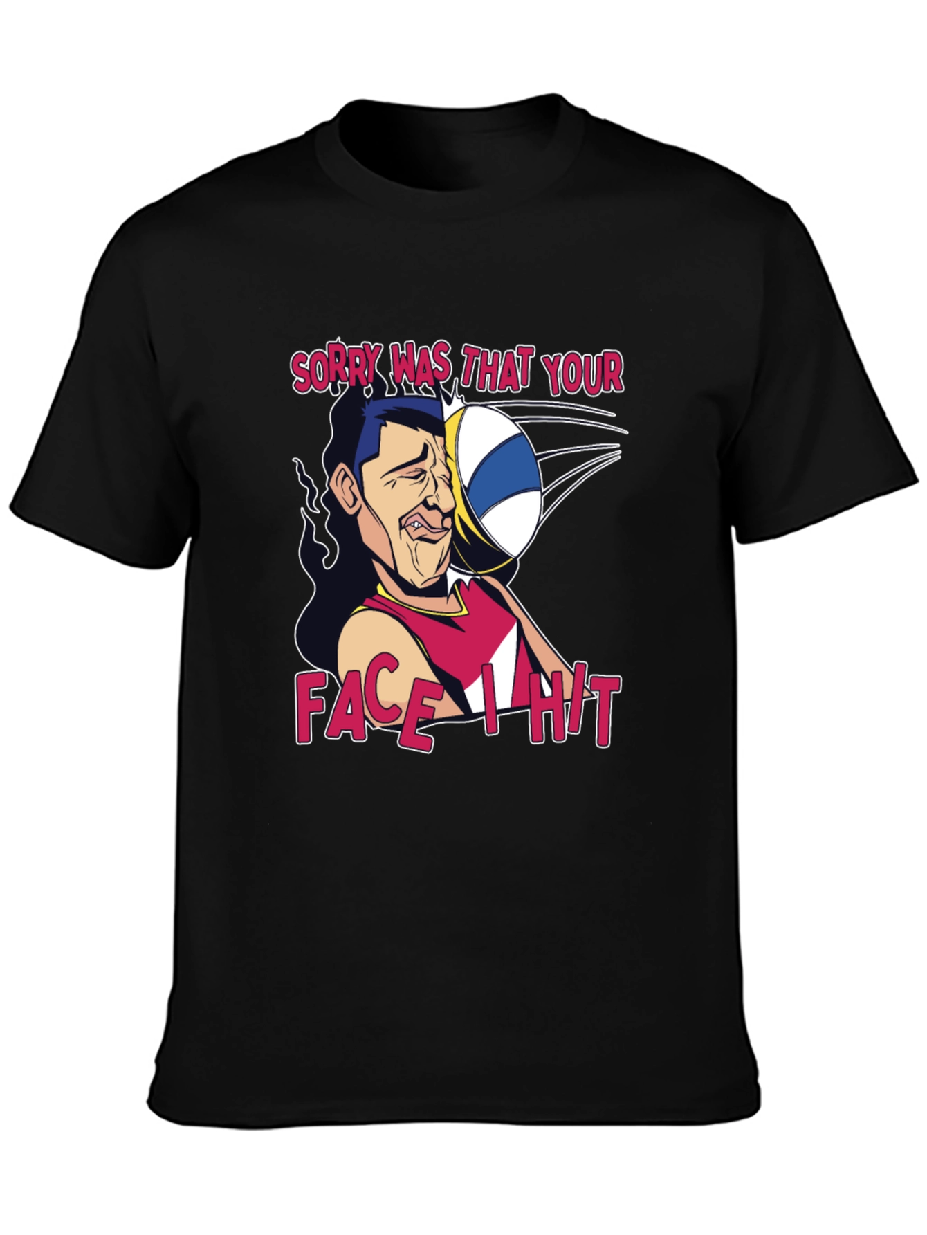 Funny Volleyball Face Hit Graphic T-Shirt