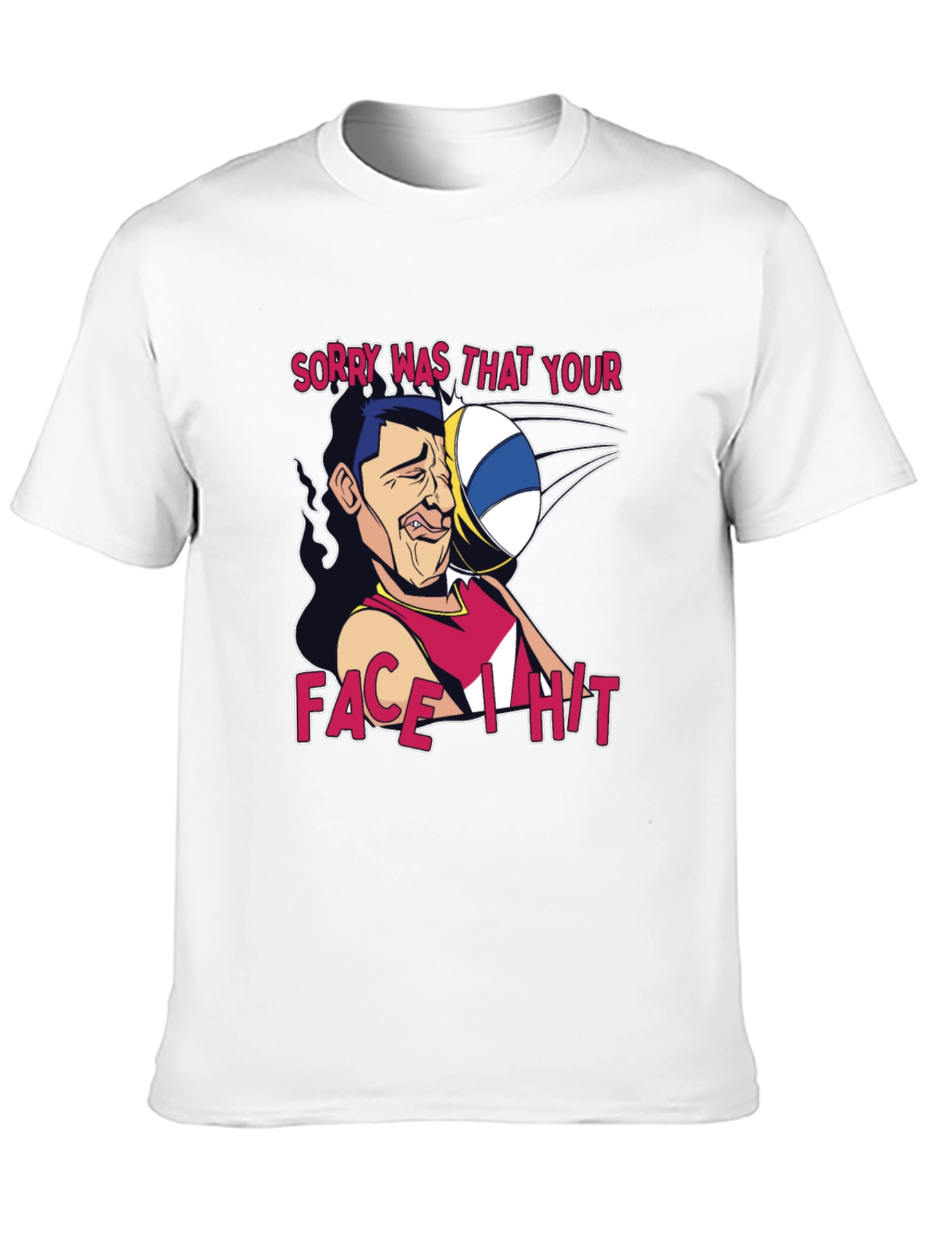 Funny Volleyball Face Hit Graphic T-Shirt