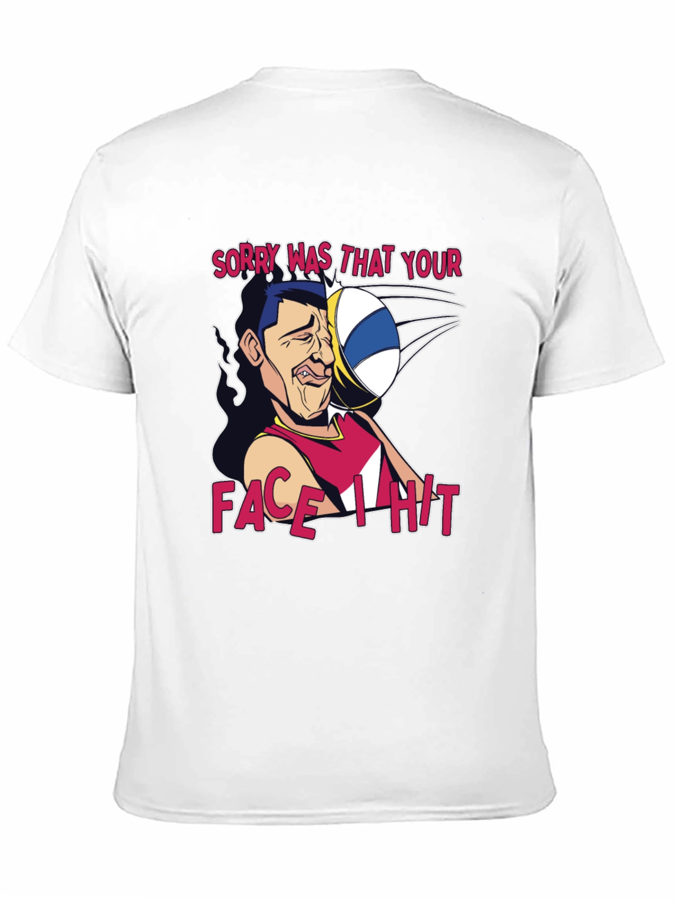 Funny Volleyball Face Hit Graphic T-Shirt