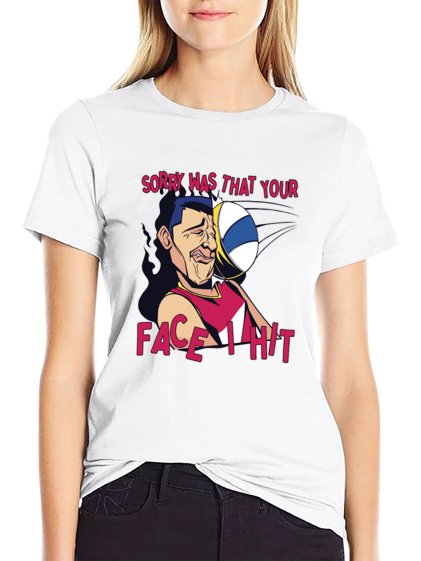 Funny Volleyball Face Hit Graphic T-Shirt