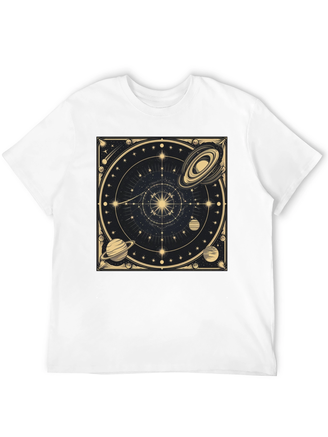 Cosmic Celestial Design Black T-Shirt