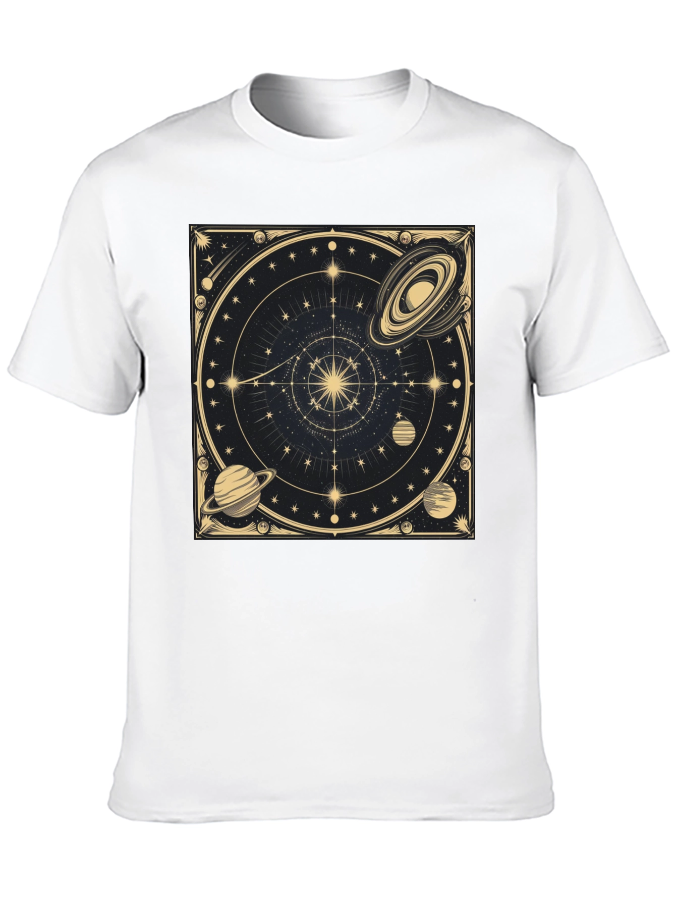 Cosmic Celestial Design Black T-Shirt