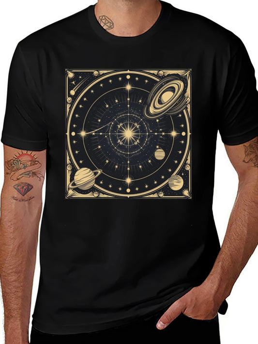 Cosmic Celestial Design Black T-Shirt
