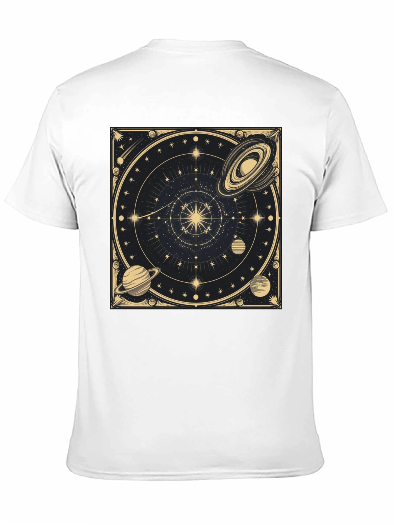Cosmic Celestial Design Black T-Shirt