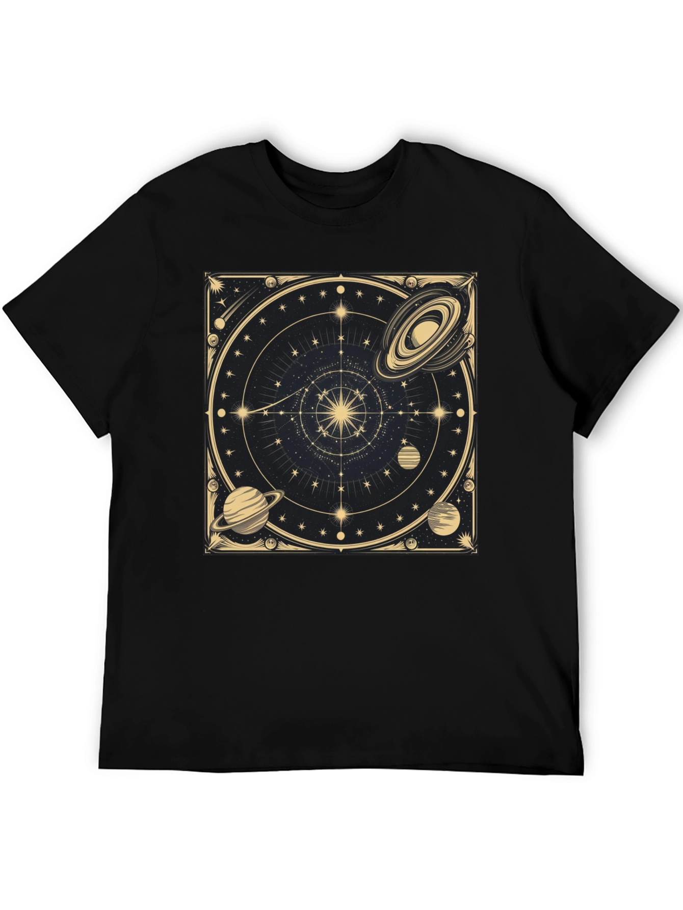 Cosmic Celestial Design Black T-Shirt