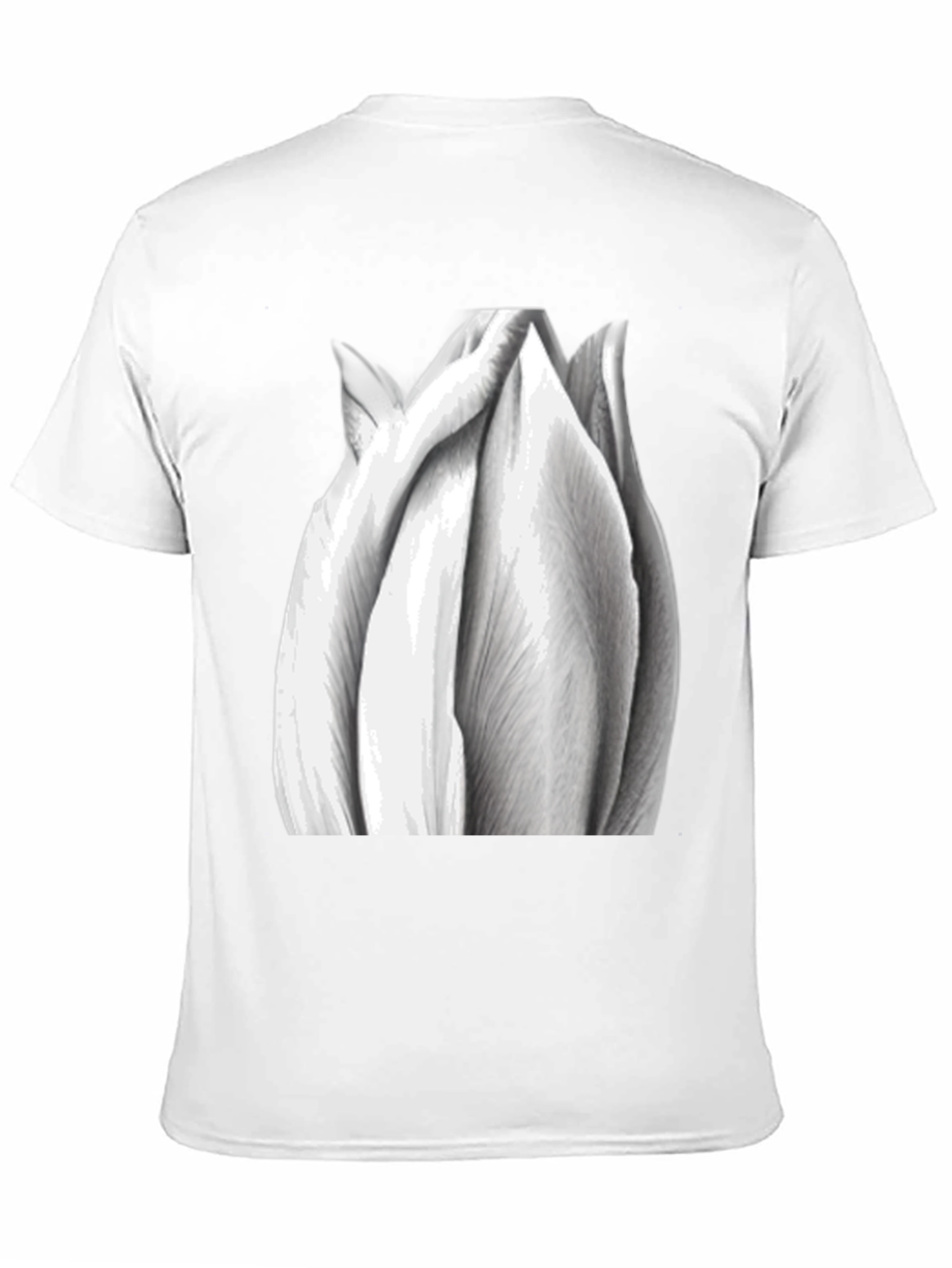 Monochrome Tulip Graphic Tee - Stylish Black T-Shirt