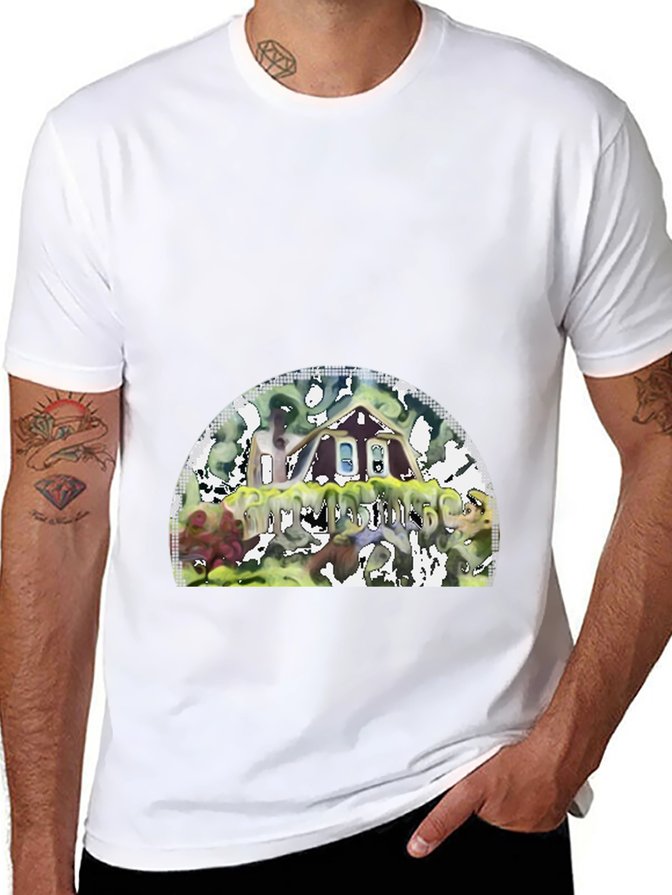 Unique Graphic T-Shirt - Abstract House Design