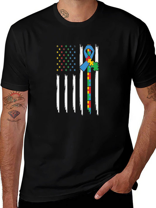 Autism Awareness American Flag Graphic Tee