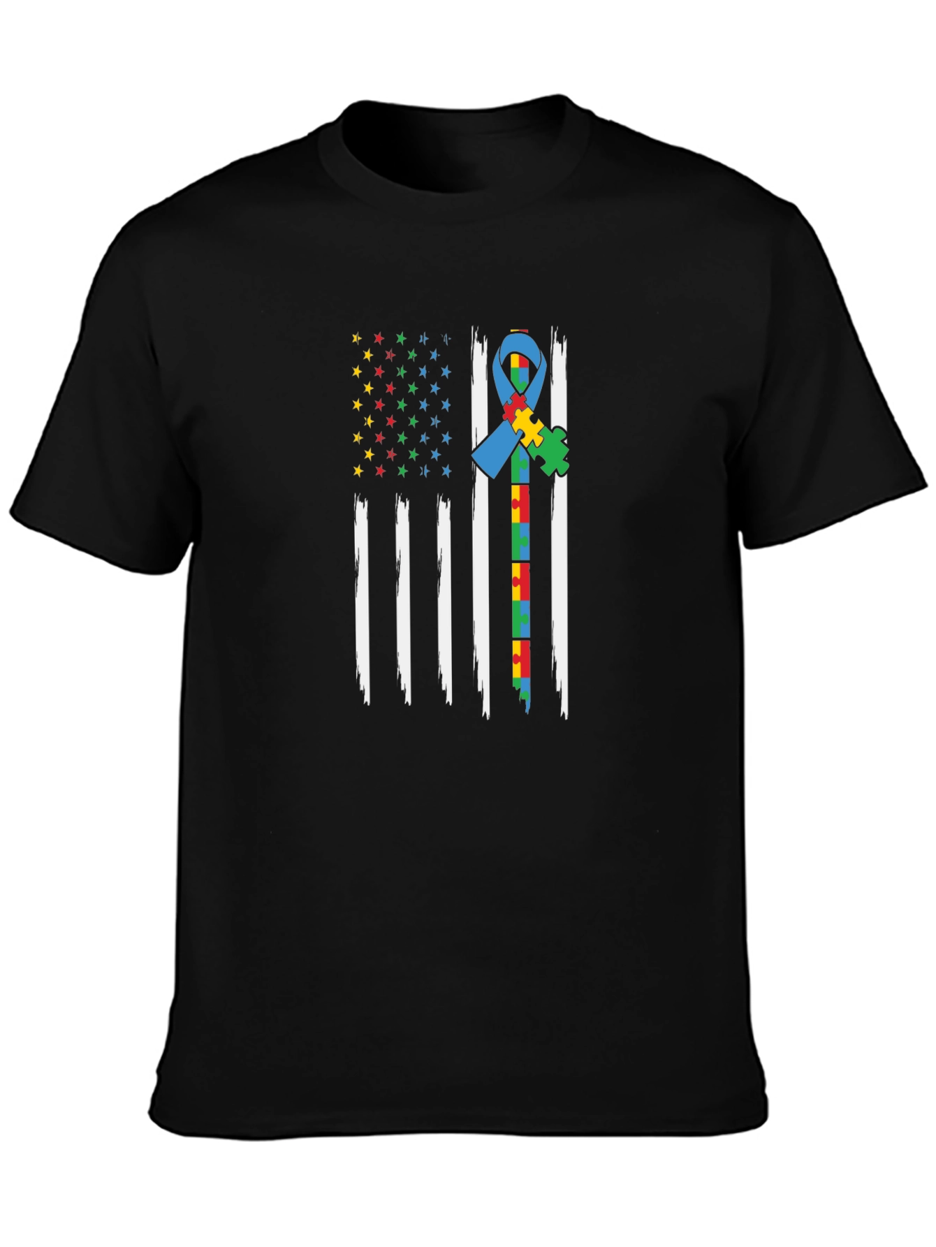 Autism Awareness American Flag Graphic Tee