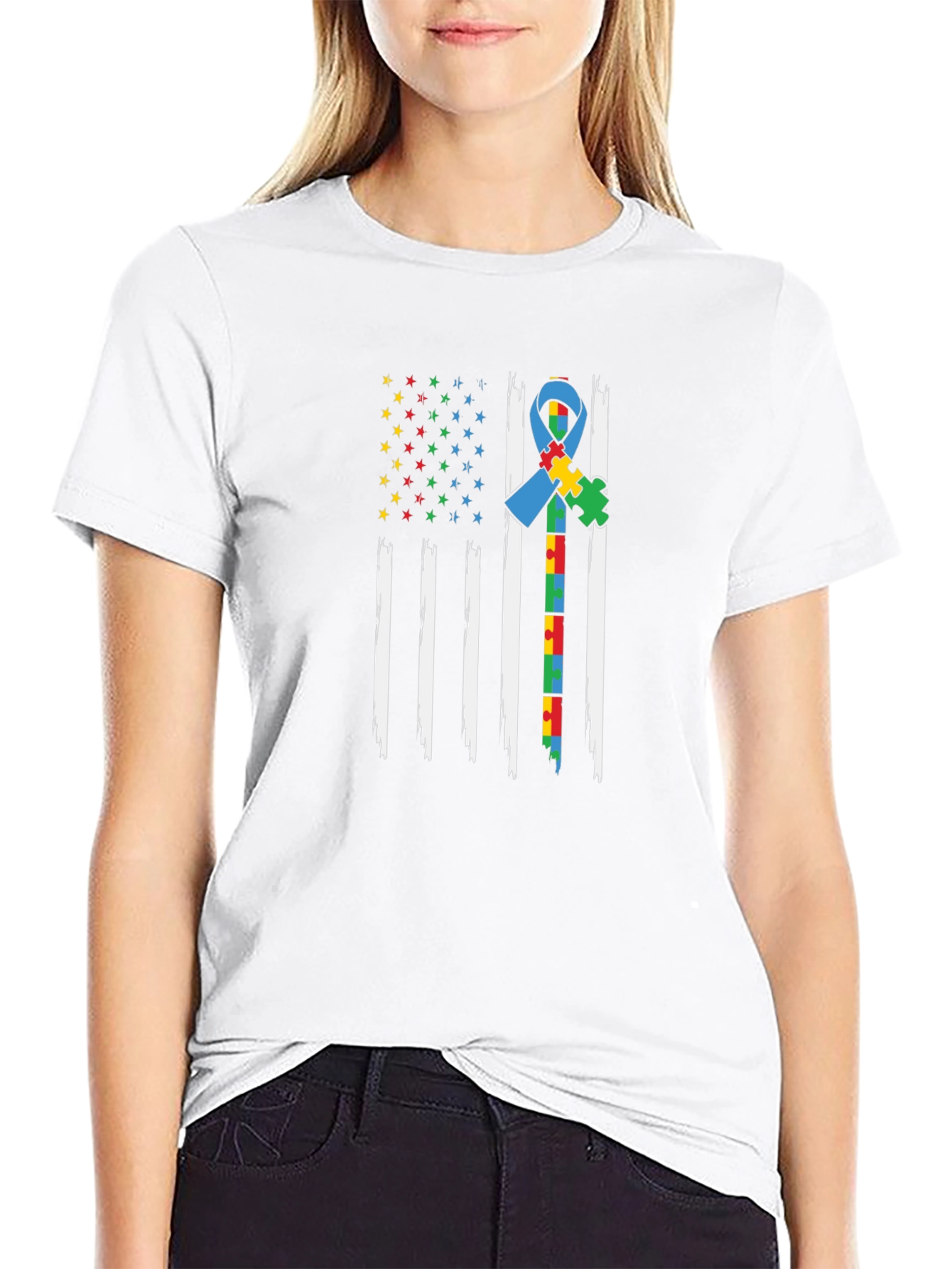 Autism Awareness American Flag Graphic Tee