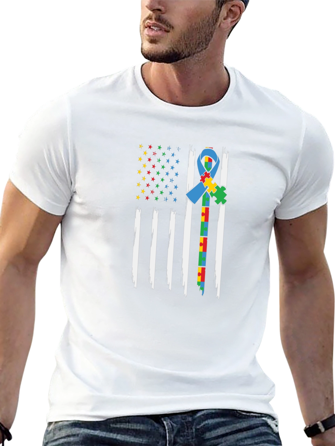Autism Awareness American Flag Graphic Tee