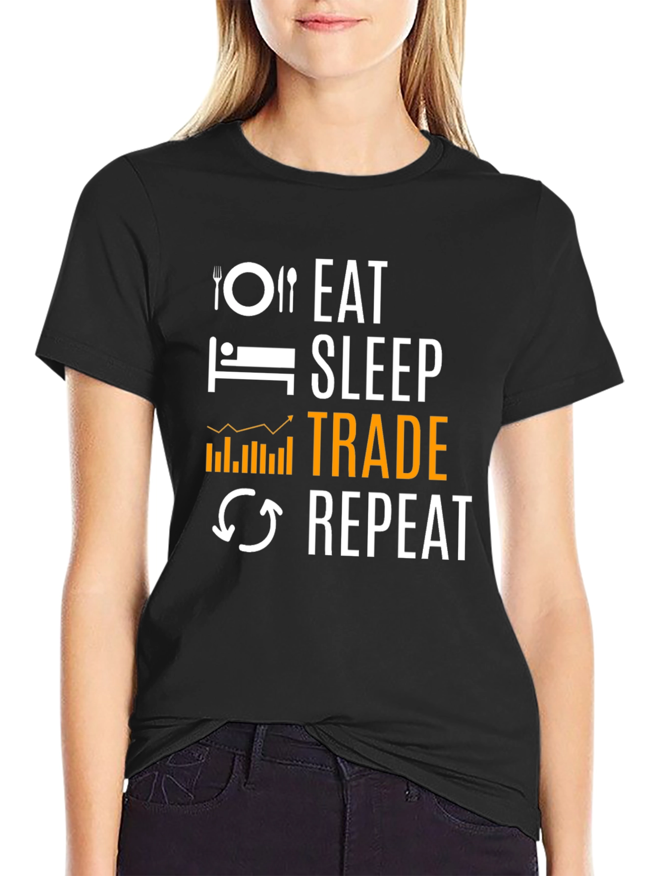 Eat Sleep Trade Repeat Black T-Shirt