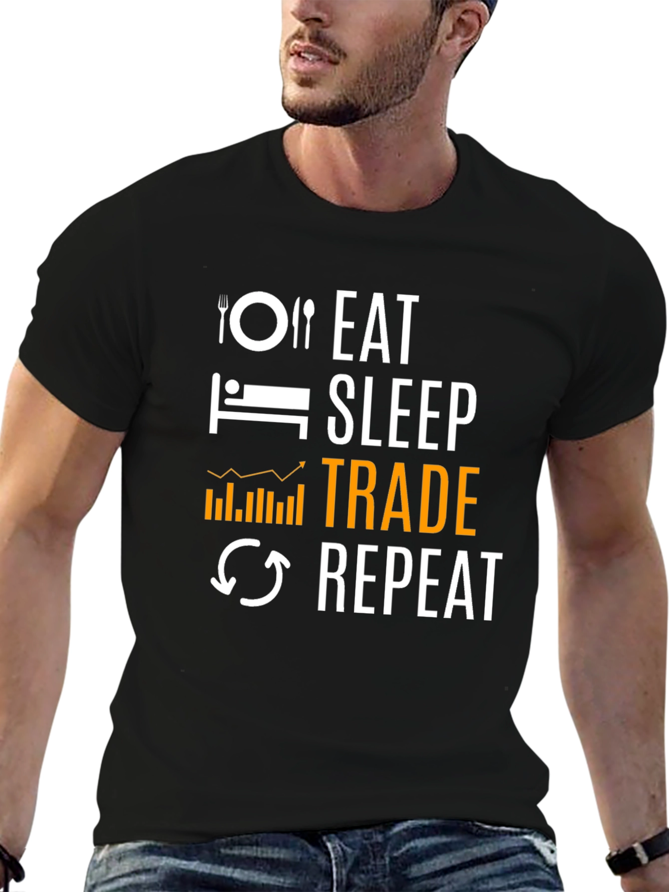 Eat Sleep Trade Repeat Black T-Shirt