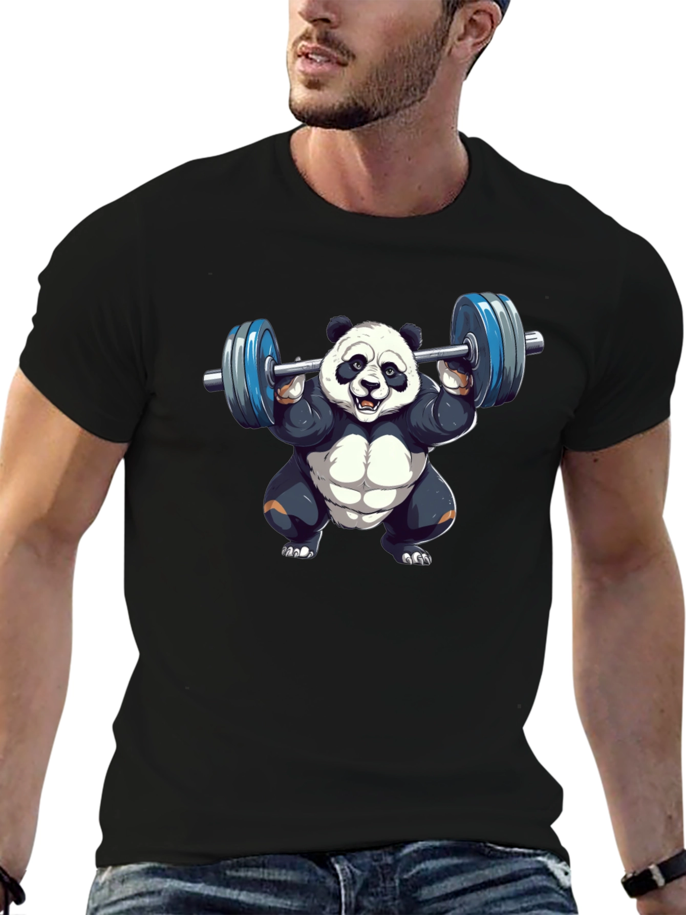 Weightlifting Panda T-Shirt - Black Cotton Tee