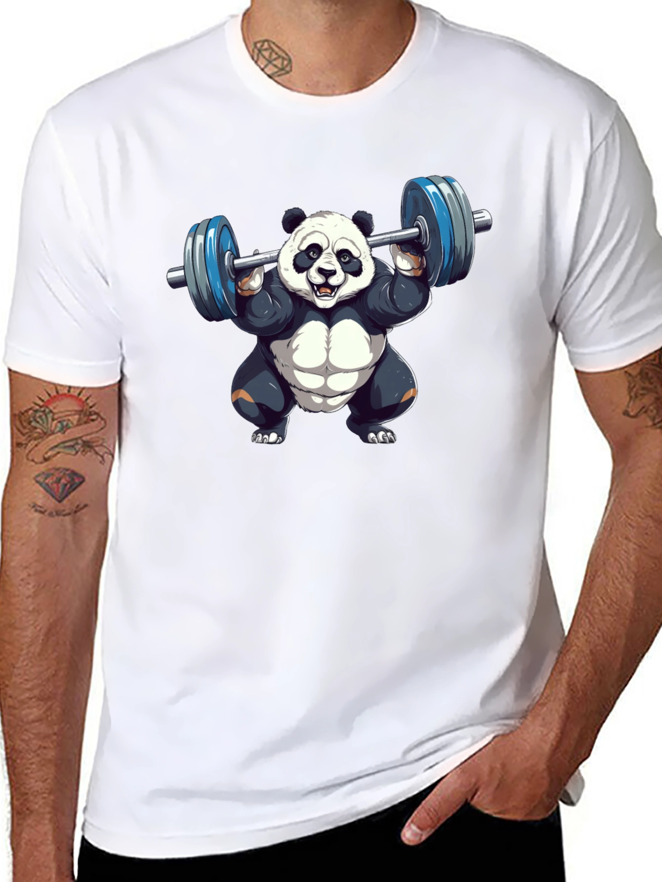 Weightlifting Panda T-Shirt - Black Cotton Tee