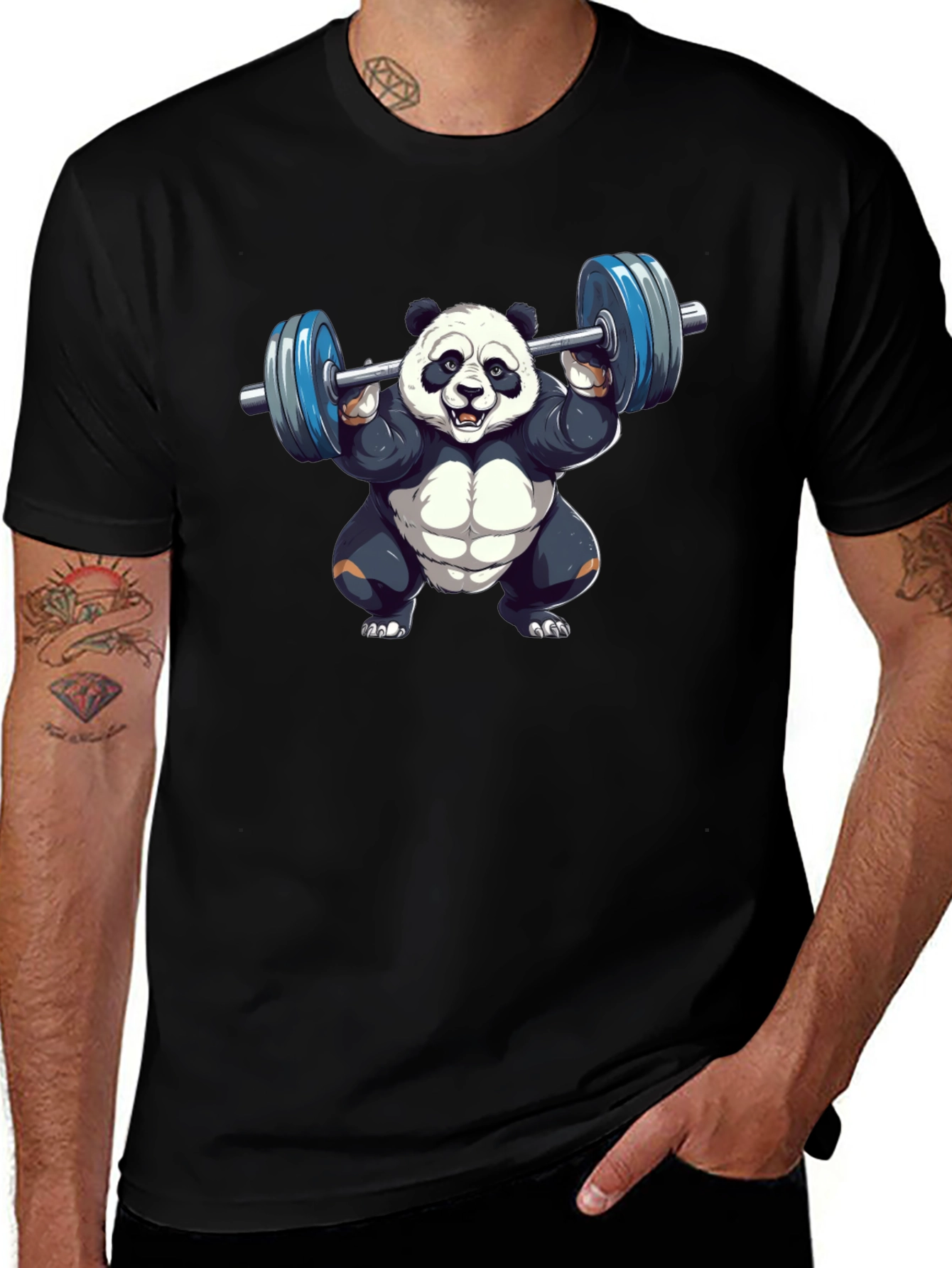 Weightlifting Panda T-Shirt - Black Cotton Tee