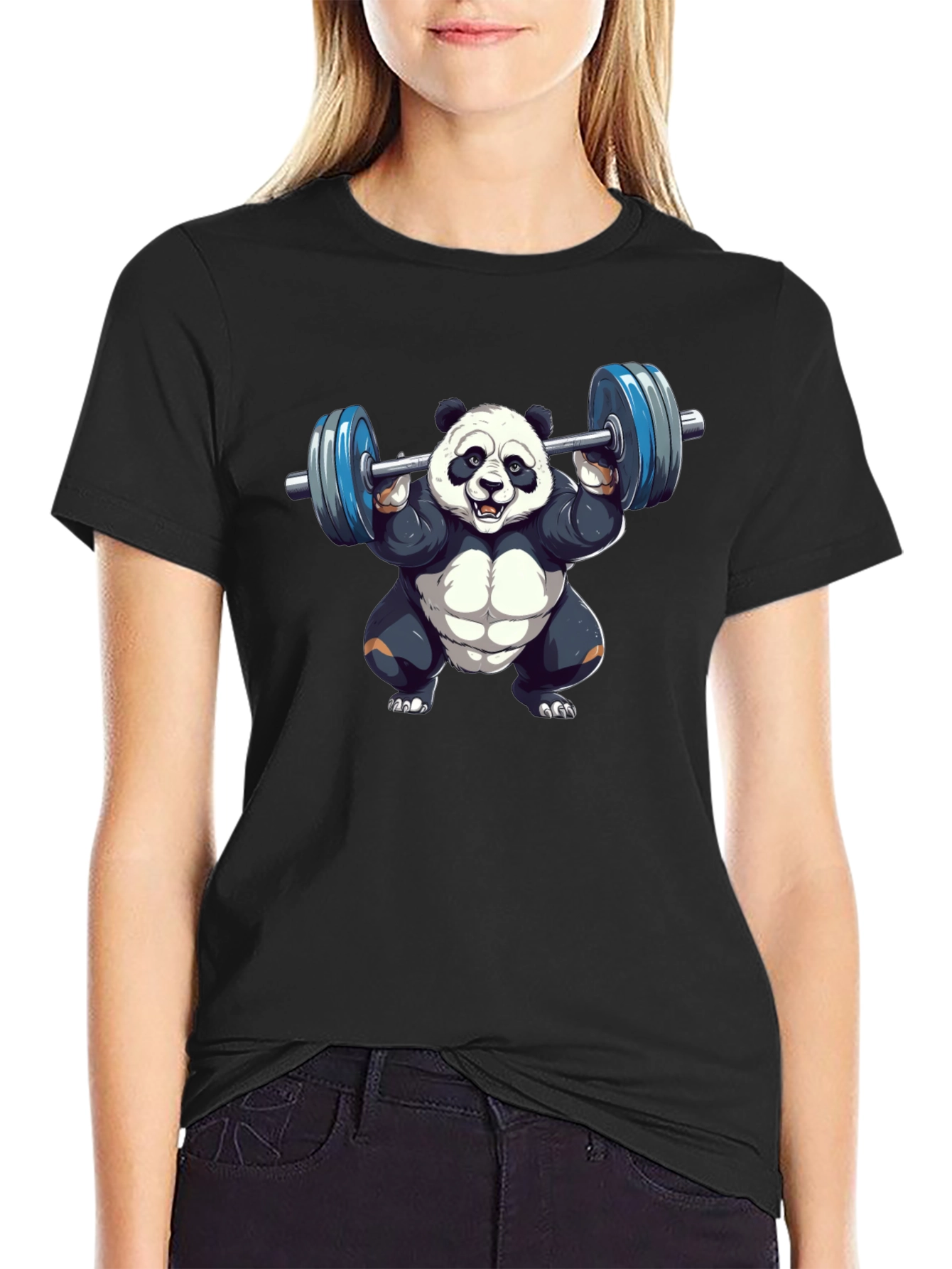 Weightlifting Panda T-Shirt - Black Cotton Tee